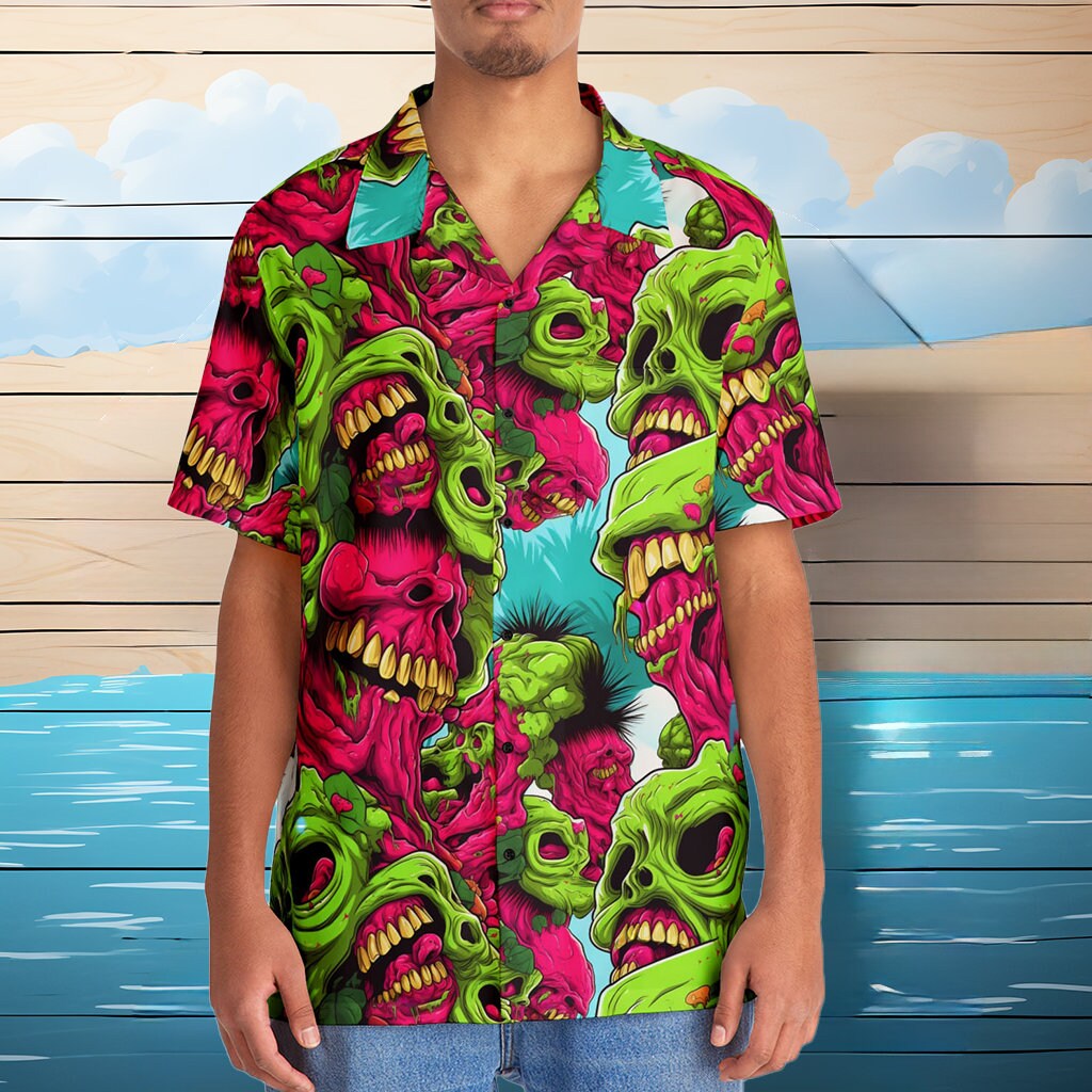 Discover Zombie Brains Hawaiian Shirt, Horror Aloha Shirt