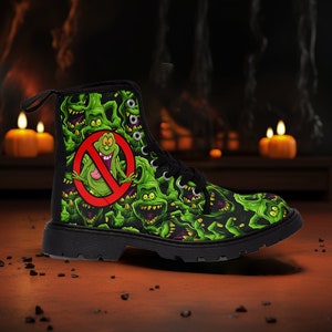 Slimer Ghostbusters Canvas boots | Playful Slimer Pattern | Ghostbusters Fan Footwear | Retro 80&#39;s Fan Art