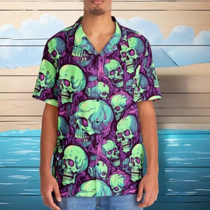 Zombie Brains Hawaiian Shirt | Horror Tropical Hawaii Shirt | Monsters Aloha Shirt | Scary Movie Button Up Shirt | Undead Fashion tee