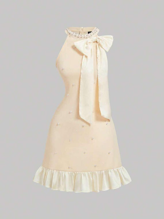 navy blue dress for baby girl Brownhall Long Sleeve Mini Dress | Beige | Womens