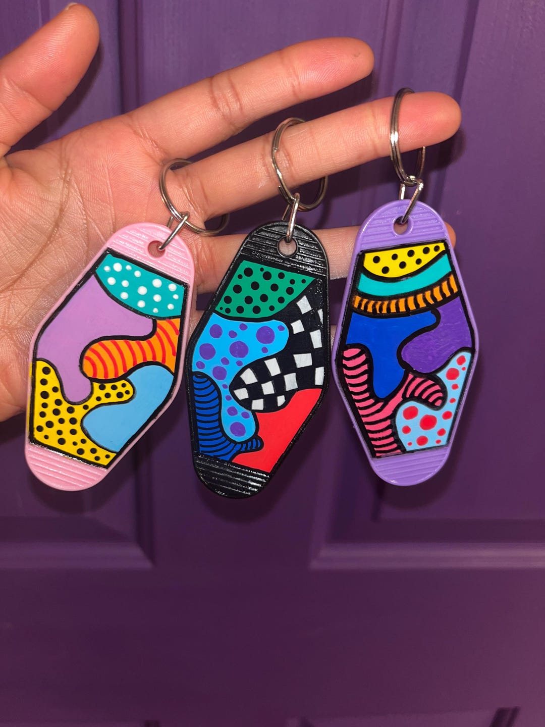 Handmade Painted Keychain – Unique Art Keychain, Custom Bag Charm ...