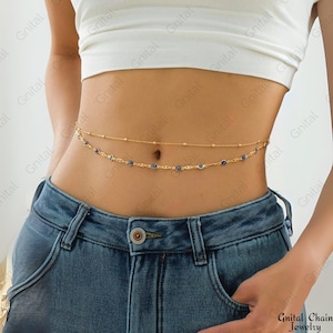 Sommer Bauch Kette, Benutzerdefinierte Birthstone Körper Kette Taille Schmuck Granat Rubin Strand Schmuck für Frauen, Geschenke für Sie
