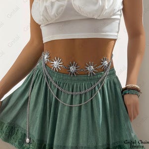 Celestial Chain Belt, Wicca Whimsical Waist, Costume Jewelry, Crescent Moon Sun Belts, Hippie Boho Belts, Belt, Vintage Witch Belt