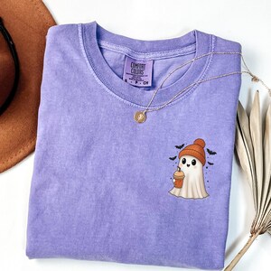 Comfort Colors® Сute Ghost Coffee Shirt, Сute Little Ghost Iced Coffee t-shirt, Boo Ghost Shirt, Ghost Coffee Shirt, Halloween Coffee Lovers