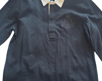 Camisa de rugby para mujer LRL Ralph Lauren, color negro y blanco, talla XL, de algodón, estilo preppy.
