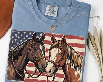 Western Horse 4th of July American Flag USA 250 Years Patriotic Horse Graphic Digital Download