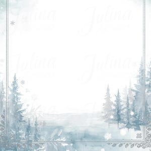 11 vinterakvarellram-clipartbilder, vintermallar för kort och brevpapper, högupplöst PNG, 300 DPI, utskrivbar, direktnedladdning
