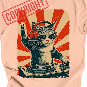 Funny DJ Cat Youth T-Shirt – Music Kitten With Headphones & Glasses Graphic Tee