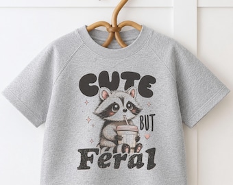 T-shirt mignon mais sauvage, Meme chemise drôle de raton laveur, chemise de raton laveur, chemise drôle pour enfants, chemise pour enfants animaux, tenues mignonnes pour enfants, animaux drôles pour enfants