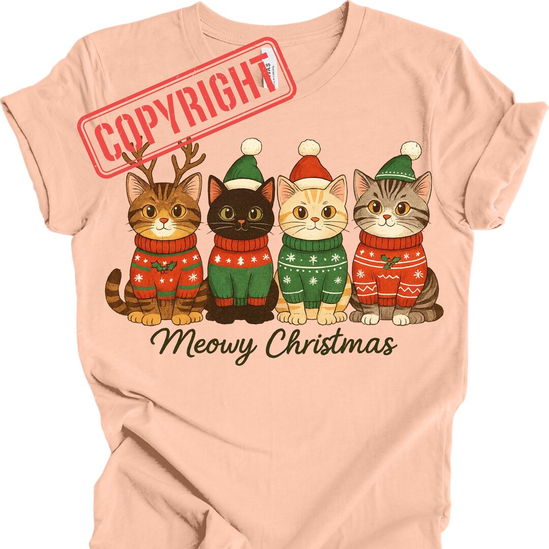 Meowy Christmas Cat PNG, Funny Holiday Kitten Design, Cute Christmas ...