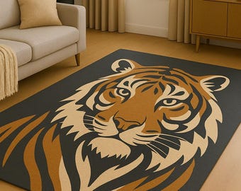Hand Tufted Tiger Rug: Modern Animal Print, Bold Home Decor
