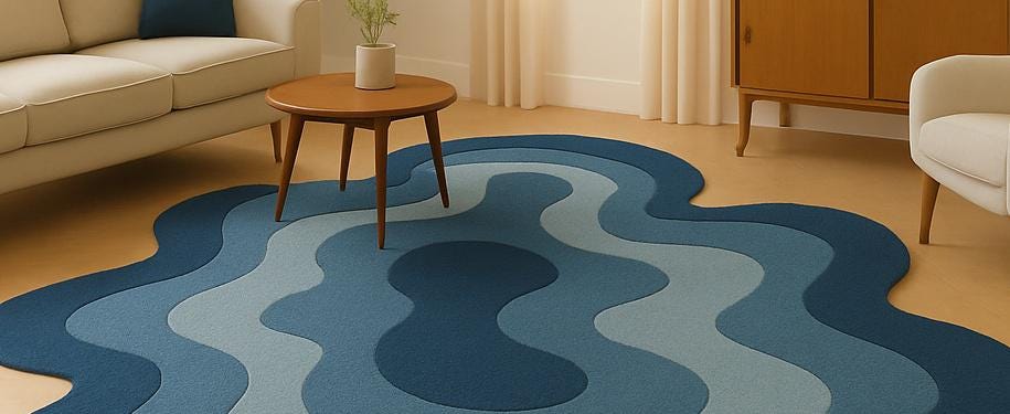 Hand Tufted Blue Wavy Irregular Shape Rug | Modern Layered Abstract ...
