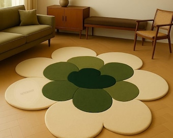 Hand Tufted Wool Daisy Rug | Modern Floral Carpet