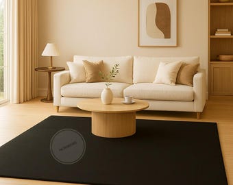 Modern Handmade Solid Black Rug | Minimalist Home Decor