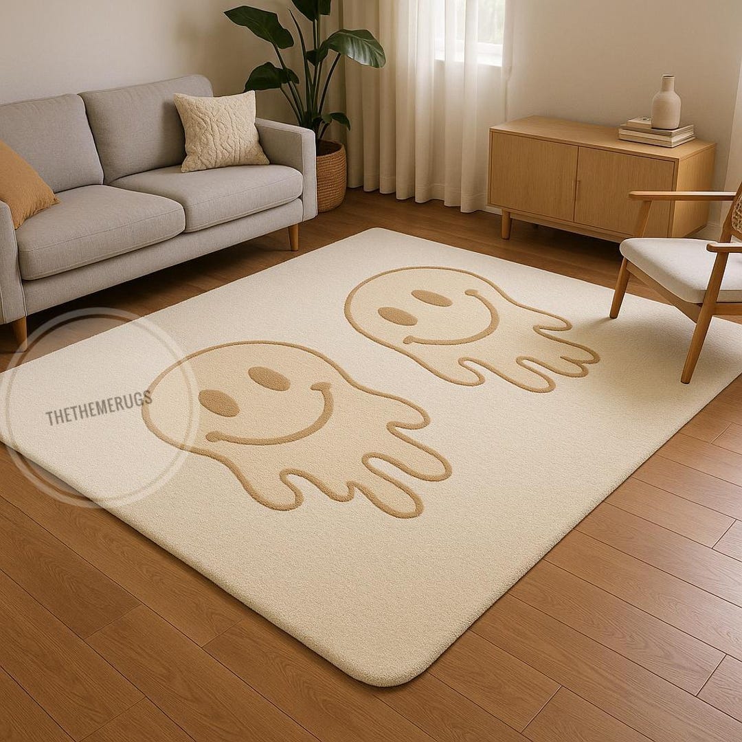 Hand Tufted Smiley Ghost Rug, Modern Home Decor - Etsy