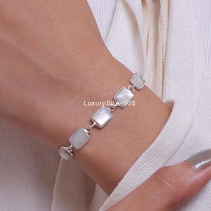 Pärlemorarmband, Armband i 925 sterlingsilver, Handgjort bohoarmband, Hippiearmband, Damarmband, Justerbara smycken