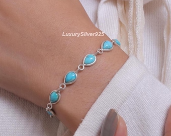 Arizona Turquoise Bracelet , 925 Sterling Silver Bracelet , December Birthstone Bracelet , Turquoise Jewelry , Stone Sourced from Arizona
