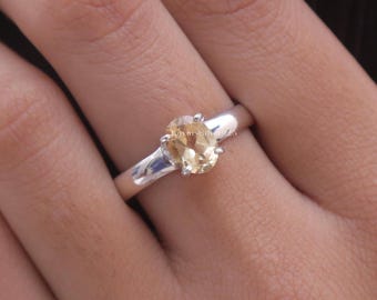 Cut Citrine Ring , 925 Sterling Silver Ring , Faceted Gemstone Ring , November Birthstone , Halloween Jewellery , Birthday Gift For Her