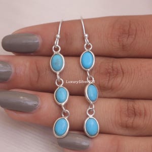 Arizona Turquoise Earrings , 925 Sterling Silver Earrings , December Birthstone Earrings , Handmade Earrings , Women Silver Jewellery