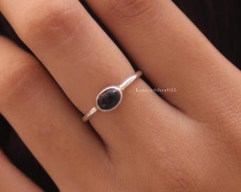 Natural Black Onyx Ring , 925 Solid Sterling Silver Ring , Boho Handmade Ring , Gemstone Ring , Oval Shaped Ring , Onyx Silver Jewellery