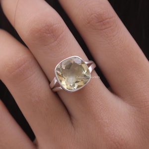 Cut Citrine Ring , 925 Sterling Silver Ring , Faceted Gemstone , November Birthstone Ring , Women Silver Jewellery , Wedding Gift For Her