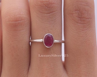 RUBY Ring , 925 Sterling Silver Ring, January Birthstone Ring , Handmade Ring , Bohemian Ring , Women Silver Jewellery , Gift For Her
