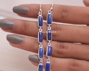 Lapis Lazuli örhängen, Örhängen i 925 sterlingsilver, Födelsesten i september, Smycken med naturliga ädelstenar, Handgjorda örhängen, Julklapp