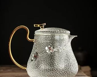 Hammered Glass Teapot Set | Heat-Resistant Borosilicate Tea Ceremony Infuser