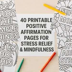 Libro da colorare per adulti con citazioni motivazionali: 40 pagine stampabili con affermazioni positive per alleviare lo stress e favorire la consapevolezza