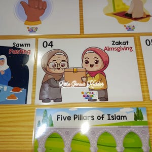 イスラム教の五行フラッシュカード | イスラム教学習用印刷物 | 子供向け教育カード | イスラム教ホームスクール用装飾 | 4x6インチデジタルPDF