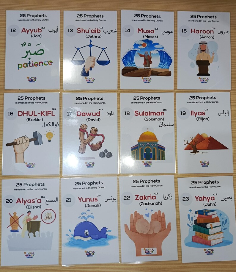 25 Prophets in Quran Flashcards | Islamic Learning for Kids | Muslim ...