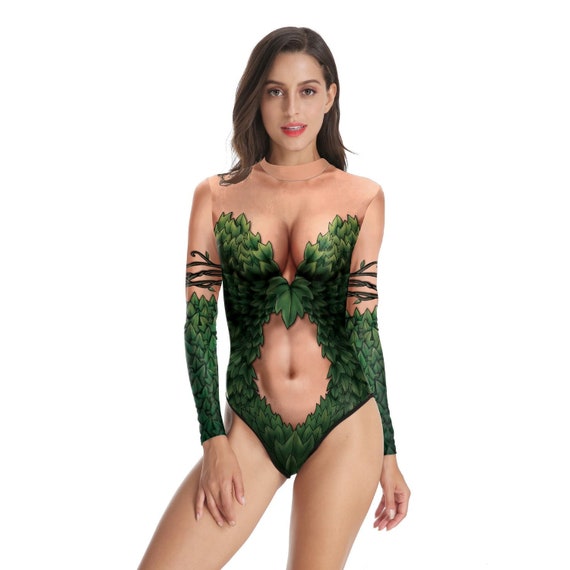 Poison Ivy Swimsuit Woman One Piece 3D Print Long Sleeves Etsy