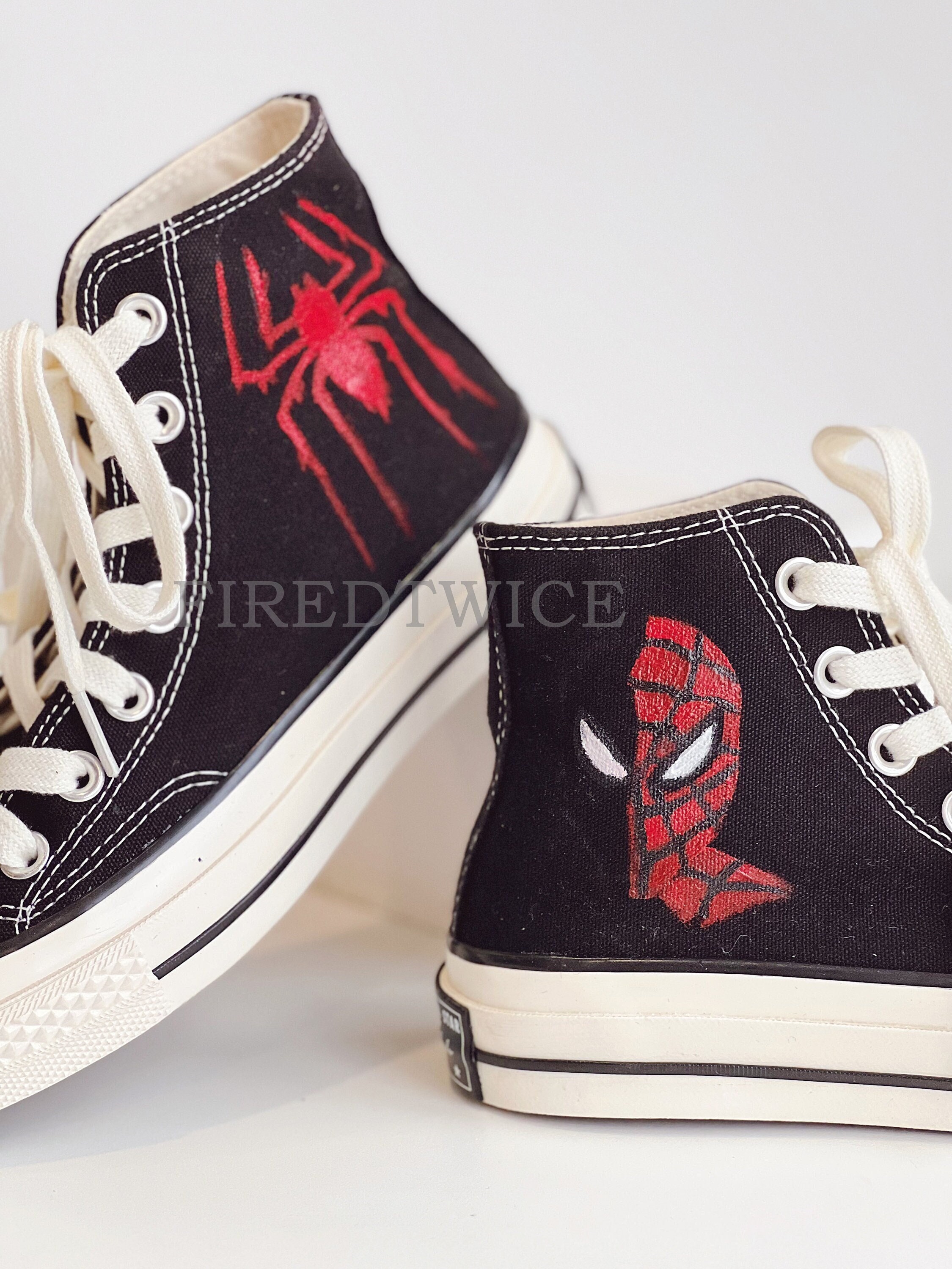 ved siden af kobling Høre fra Spider Man Converse Painted Shoes Spider Mask Painting Shoes - Etsy