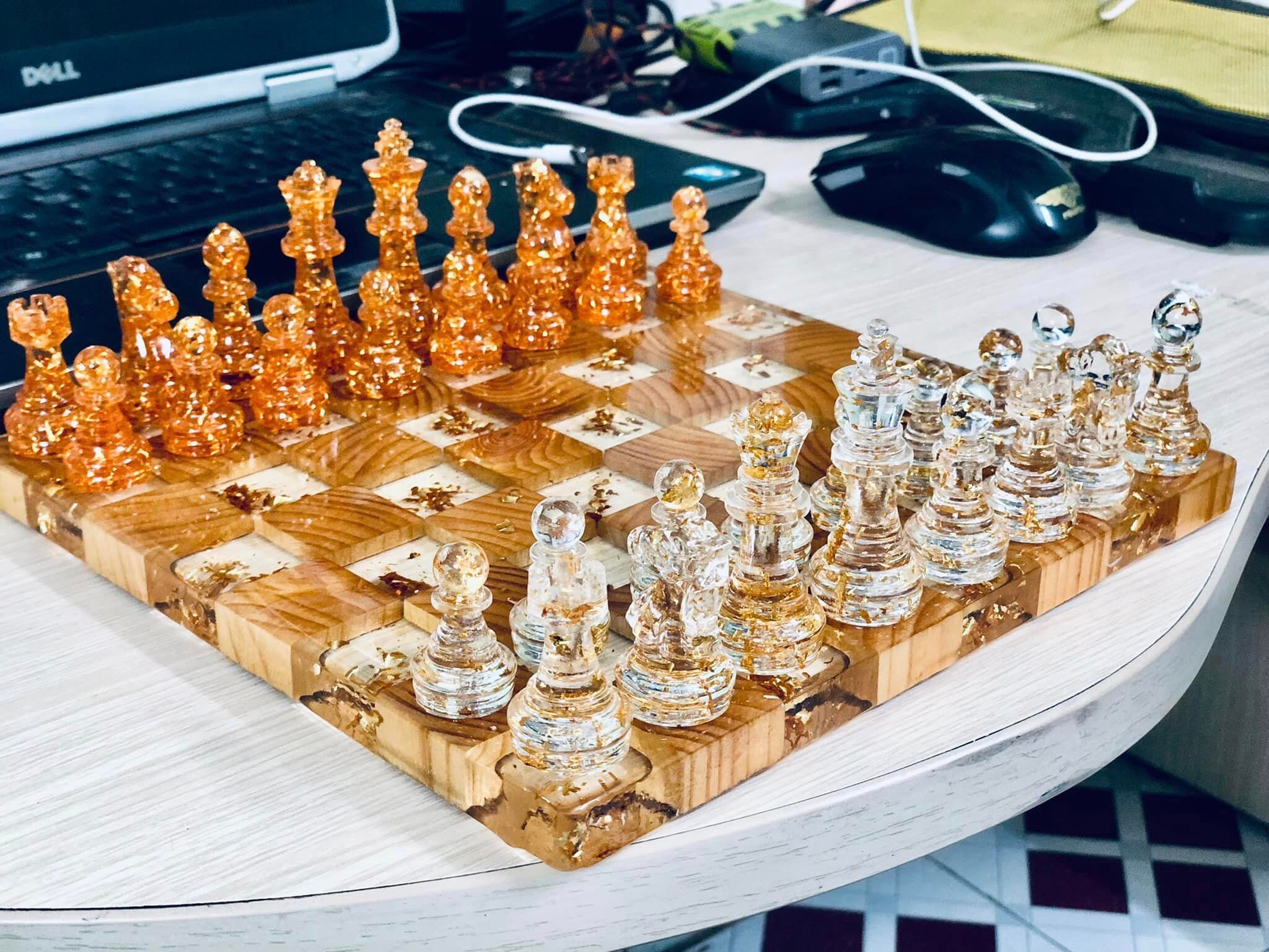 Custom Resin Rainbow Chess Setchessboard Resin Chess Set - Etsy