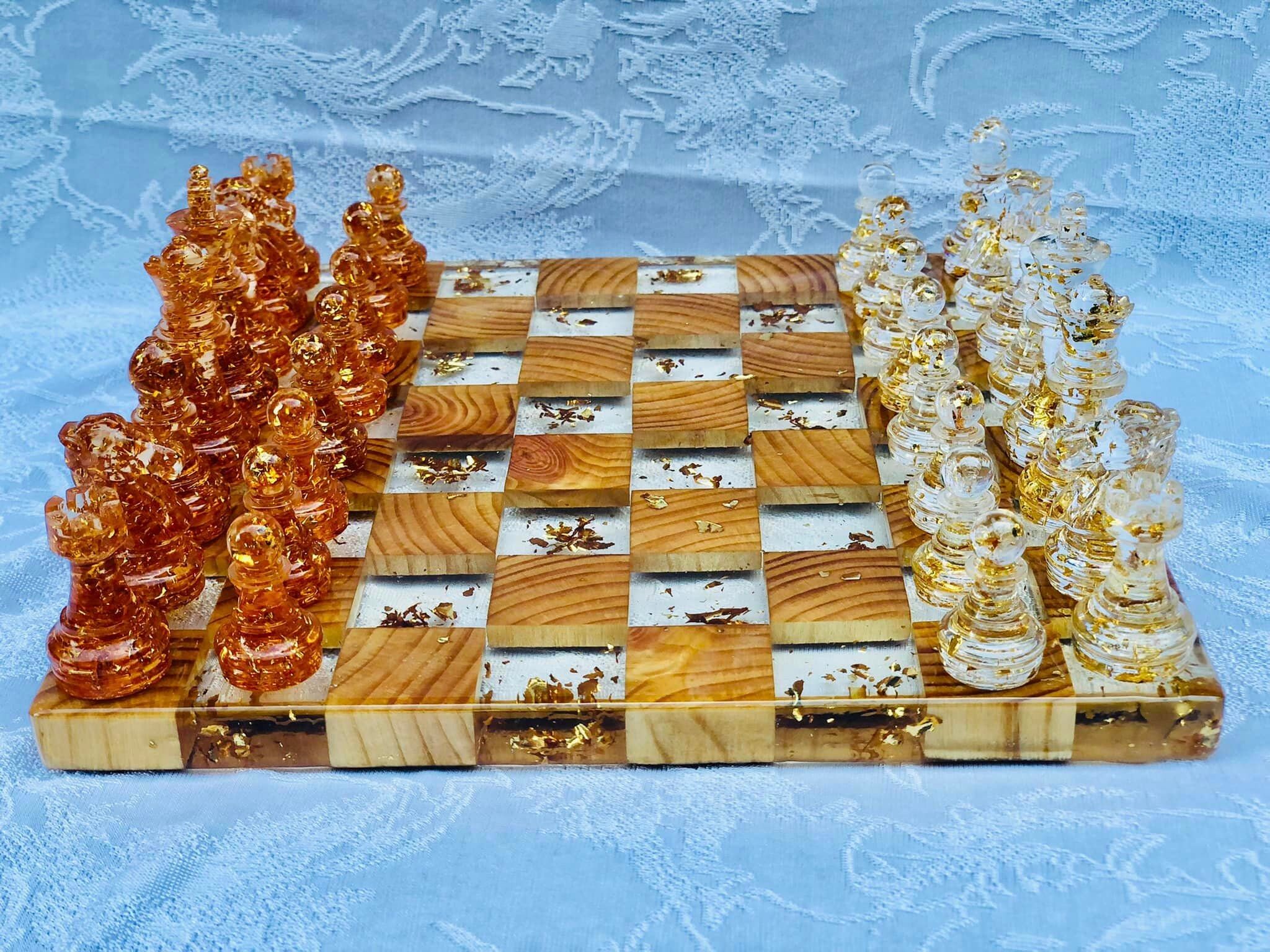 Custom Resin Rainbow Chess Setchessboard Resin Chess Set - Etsy