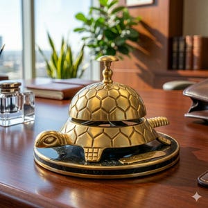 Vintage Sköldpadda Skrivbordsringklocka – Antik Stil Service, Kontorsinredning, Receptionssamtal