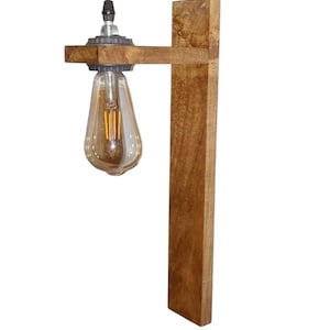 Handmade Rustic Wooden Wall Lamp with Edison Bulb Industrial Wall Sconce Vintage Farmhouse Lighting Fixture for Bedroom, Living Room Decor