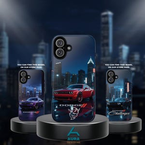 Red Dodge Challenger Demon phone case for iPhone 16 15 14 Pro, Samsung S25 S24 S23 Ultra, Google Pixel 9 8 7 - Muscle car tough cover
