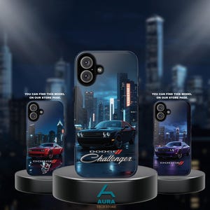 Black Dodge Challenger phone case for iPhone 16 15 14 Pro Max, Samsung S25 S24 S23 Ultra, Google Pixel 9 8 7 - Classic muscle car cover