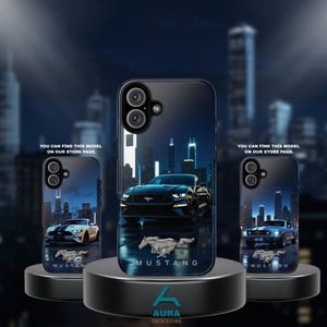 Ford Mustang black car phone case for iPhone 16 15 14 Pro Max Samsung S25 S24 Ultra Pixel 9 8 7 cover sleek car lover gift, Gift For Men