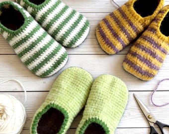 Molde para pantufas listradas de tricô, estilo marinheiro, pantufas aconchegantes para fazer você mesmo, guia de tricô para download instantâneo.