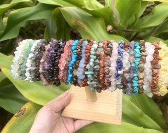 Pulsera de cristal natural con cuentas de piedras preciosas, hecha a mano, regalo para mujeres y hombres, accesorio de moda con piedras energéticas.