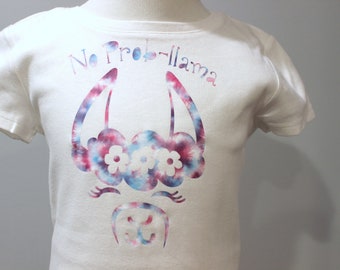 No Prob-llama T shirt tie dye vinyl on white