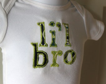 Li'l Bro Body Suit 0-3 Months in Green, Blue and Gray