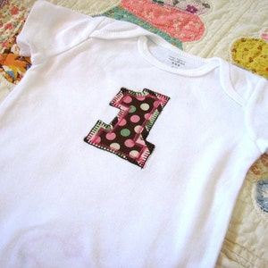 Birthday Bodysuit for Girl with Applique Number One image 1