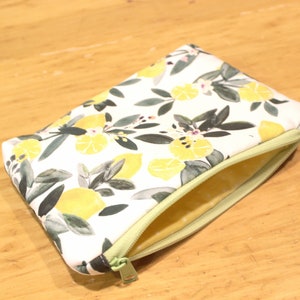 Botanical print zippered wristlet wallet pouch lemon and leaves image 5