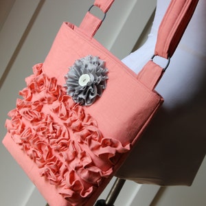 Salmon Linen Ruffle Cross Body Hipster Bag