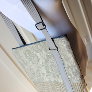 Gray Silver Paisley Cross Body Hipster Bag