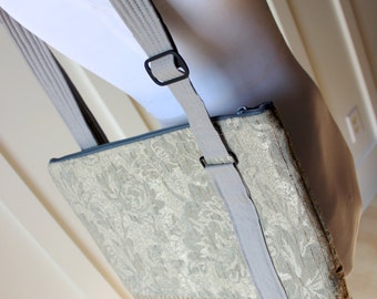 Gray Silver Paisley Cross Body Hipster Bag