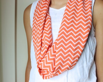 Coral Chevron Infinity Scarf